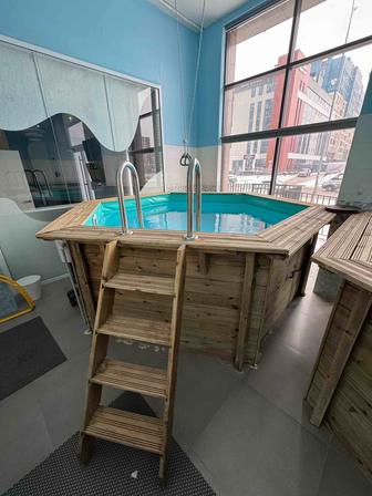 Продается каркасный бассейн с обшивкой под дерево стильный, прочный