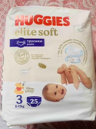 Продается пачка подгузников-трусиков Huggies Elite Soft -3 размер, 6-11 кг