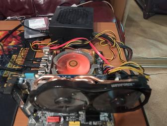 Комплект материнская плата, процессор, ОЗУ, видеокарта,HDD, блок питания.