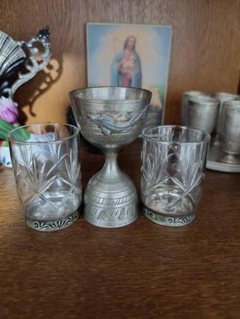 Двухсторонняя рюмка мельхиор редкий винтаж