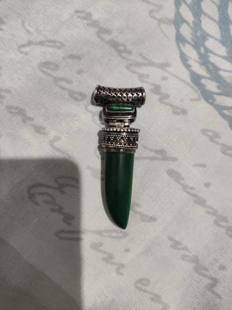 Кулон серебряный с малахитом
