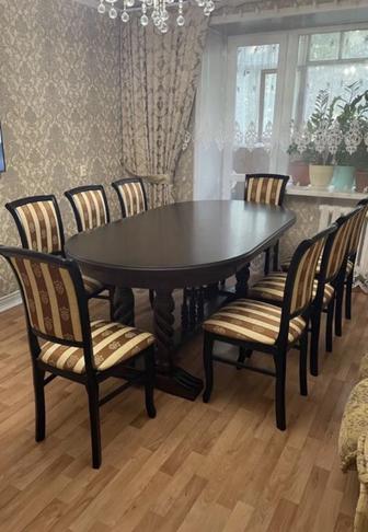 Шикарный обеденный стол 2 метра 8 стульев