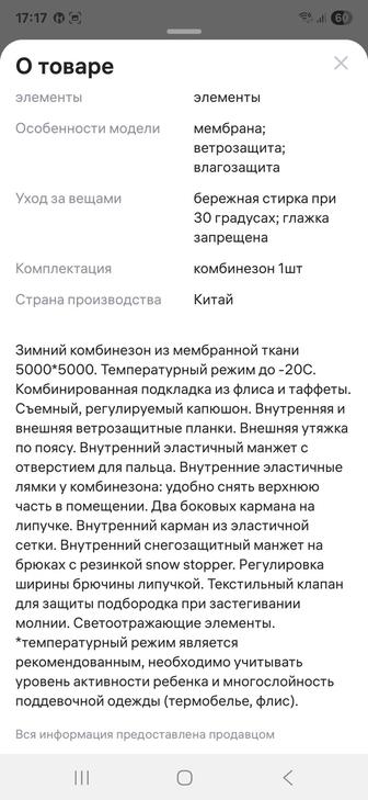 Комбинезон зимний