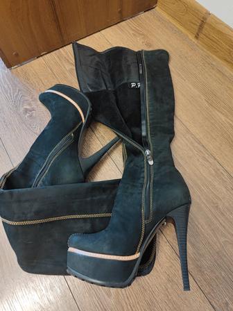 Ботфорты из натурального нубука