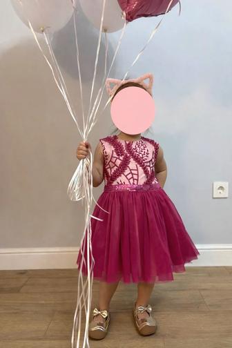 Нарядная малиновые платья для девочек на 2-3года