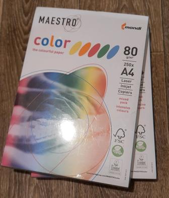 Цветная бумага Maestro Color A4, 80 г/м, 250 листов, 5 цветов