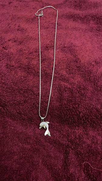 Серебро цепочка с подвеской рыбкой.