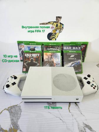 Xbox One S 1ТБ 2 геймпады 11 игр