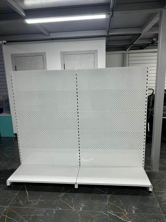 Стеллаж торговый металлический двухсторонний с перфорацией / Витрина