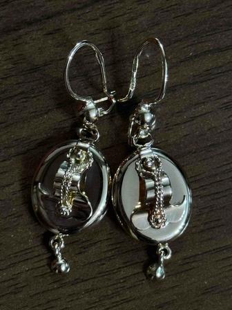 Серьги золотые советские Самовар, 583 проба.