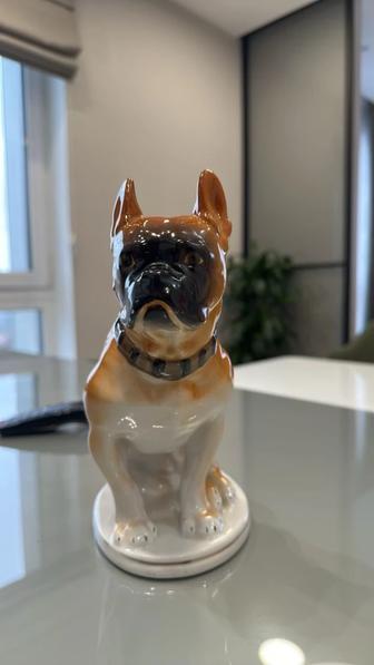 Статуэтка фарфор фарфоровая Собака БОКСЕР Завод ЛФЗ Винтаж СССР