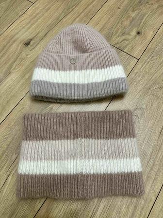 Зимний комплект шапка и шарф (снуд)