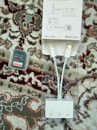 SanDisk(128gb200MB/s) и Card Reader Adapter (type-c/iphone)