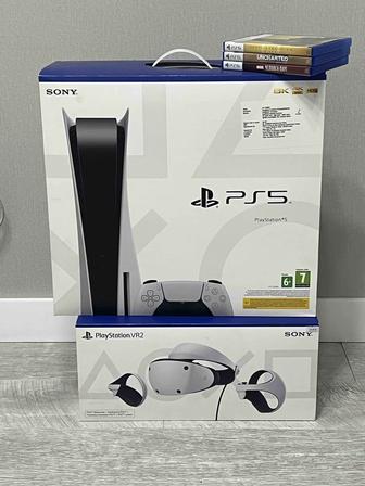 Playstation 5 с PS VR2 и играми. Полный комплект.