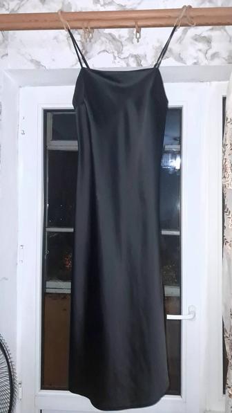 Платье шелковое длинное черное