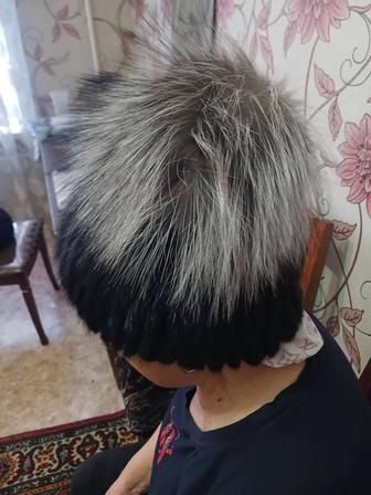 Норковая шапка на вязанной основе