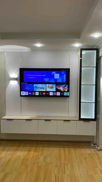 Установка тв зоны под ключ и бамбуковые панели, луверы