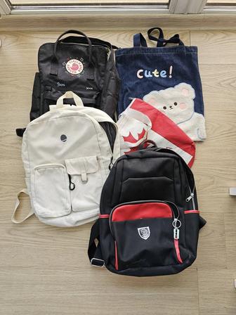 3 рюкзака, 2 шопера