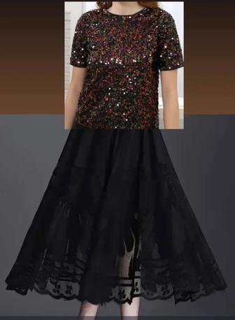 Продам двойку.Юбка гипюр с кофтой с пайетками