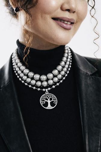 Колье многослойное майорика с подвеской