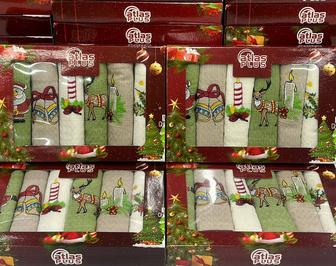 Полотенца новогодние 6в1 100%хлопок производство Турция