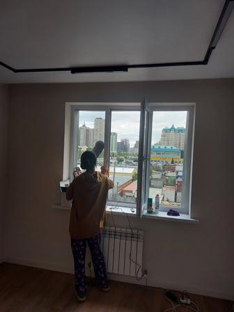 Мойка окон с робот пылесосом,снаружи и внутри