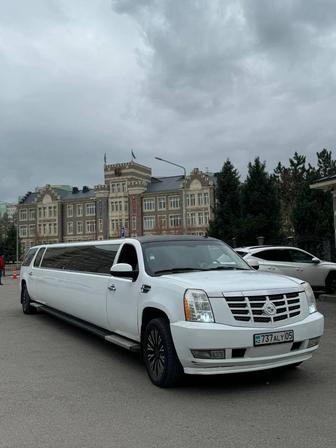 Белый лимузин Cadillac escalade аренда прокат Алматы