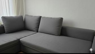 Диван угловой серый еврокнижка с ящиком для хранения