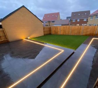 Установка линейных наземных светильников