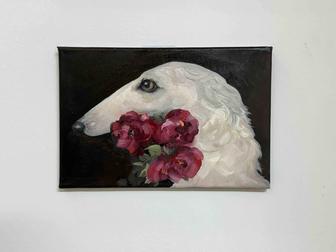 Картина с цветами, анималистика, маслом