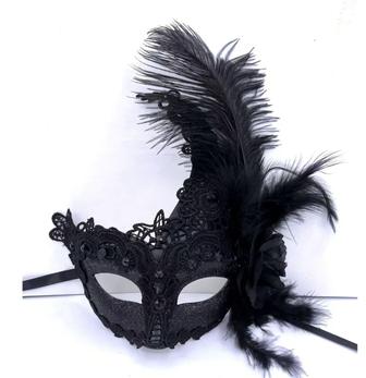 Маска черная Кружевная для детский маскарада