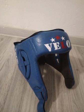 Боксерский шлем VELO оригинал, синий, размер M, липучки.