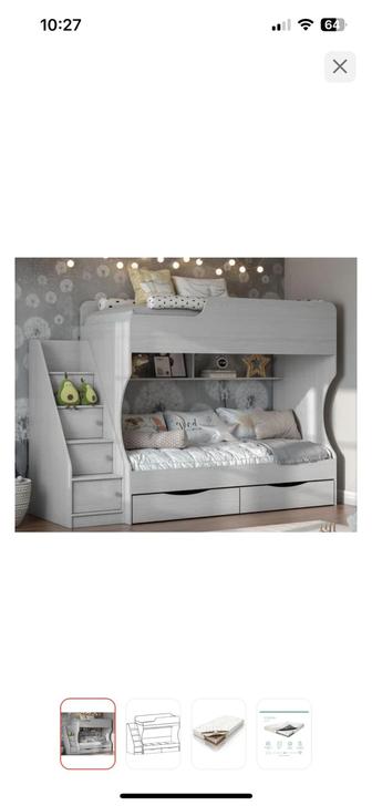 Продам Двухъярусная кровать, 80x180 см, светло серый 2 матрица