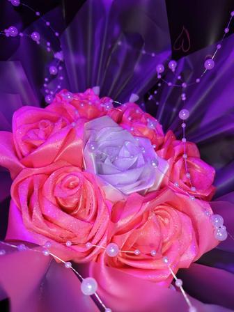 Букет из атласной ленты