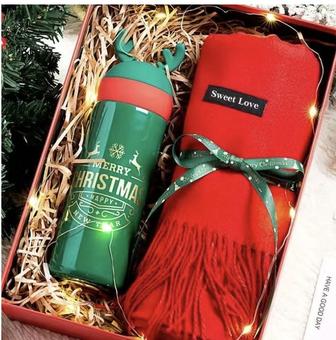 Подарочный набор термос ,шарф теплый