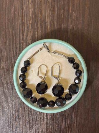 Набор женских украшений сережки с браслетом