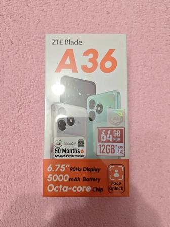 Смартфон ZTE Blade A36 4 ГБ/64 ГБ черный (новый, запечатанный)
