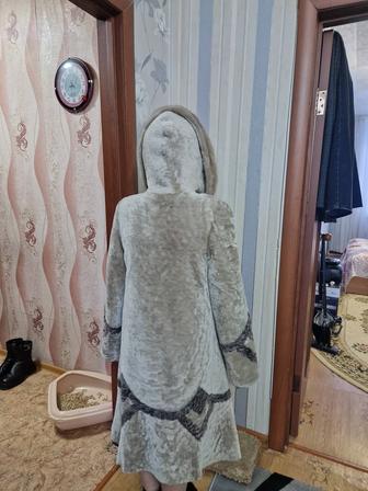 Шуба цигейка, воротник норка