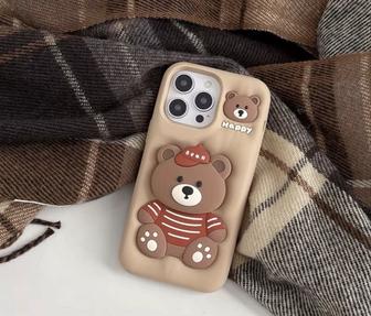 Чехол на iPhone 14 Pro Max с мишкой и popsocket-подставкой