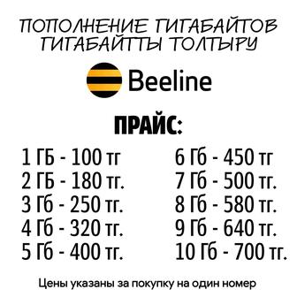 Пополнение гигабайтов Билайн