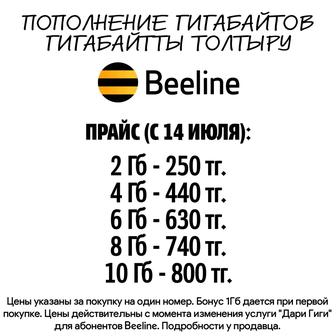 Пополнение гигабайтов Билайн