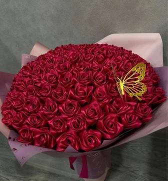 Букеты из атласной ленты