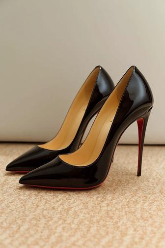 Туфли на шпильке в стиле Christian Louboutin, красные подошва, бордо