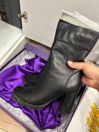 Зимние сапоги, кожаные