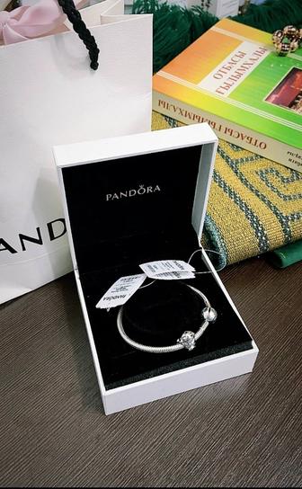 Оригинал пандора браслет размер 17 серебристый шарм в подарок