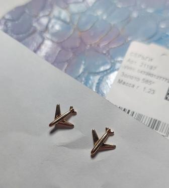 Золото серьги 585 самолетики