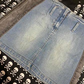 Джинсовая юбка с кожанными вставками ORIMONO (discontinued, without belt)