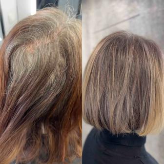 Шитье седины, окрашивание волос