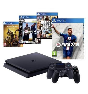 СРОЧНО! Игровая приставка Sony PlayStation 4 Slim 1 ТВ , 7 игр в подарок