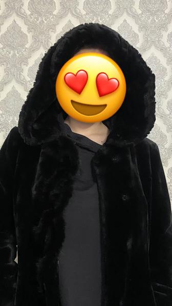 Теплая черная шуба мутон, XL, Winter Dress,